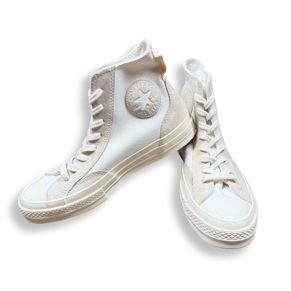 Converse Chuck 70 Hi Mixed Material Suede Canvas Egret White Womens 8.5 Mens 6.5